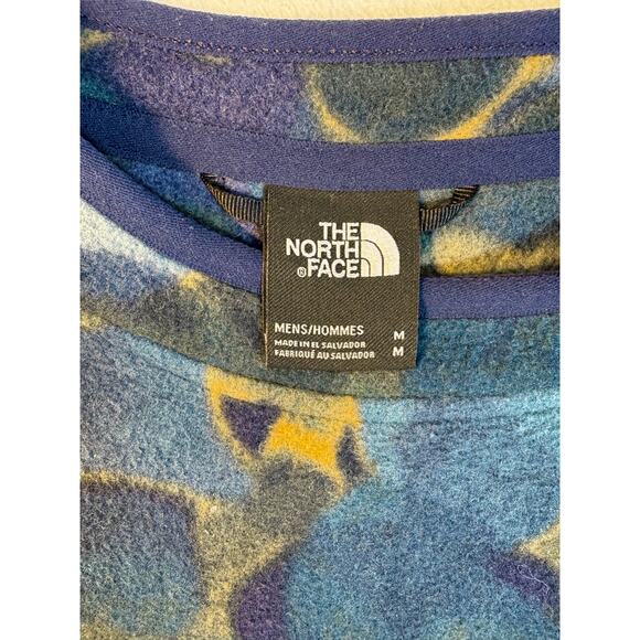 The North Face Mens Blue Green Camo Pullover Fleece Sweatshirt Baselayer M - Picture 5 of 7